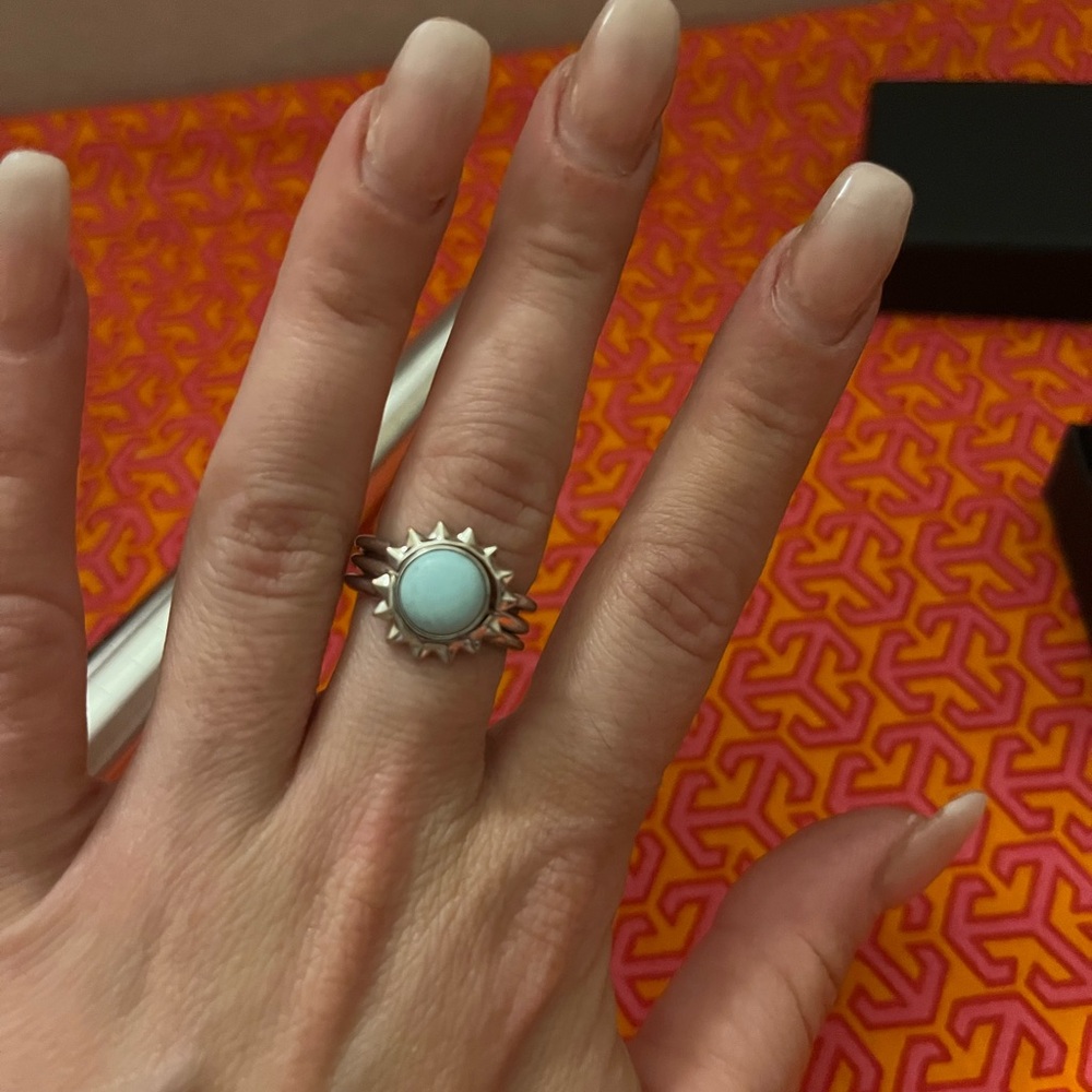 Kendra Scott Silver Ring with Light Blue Stone